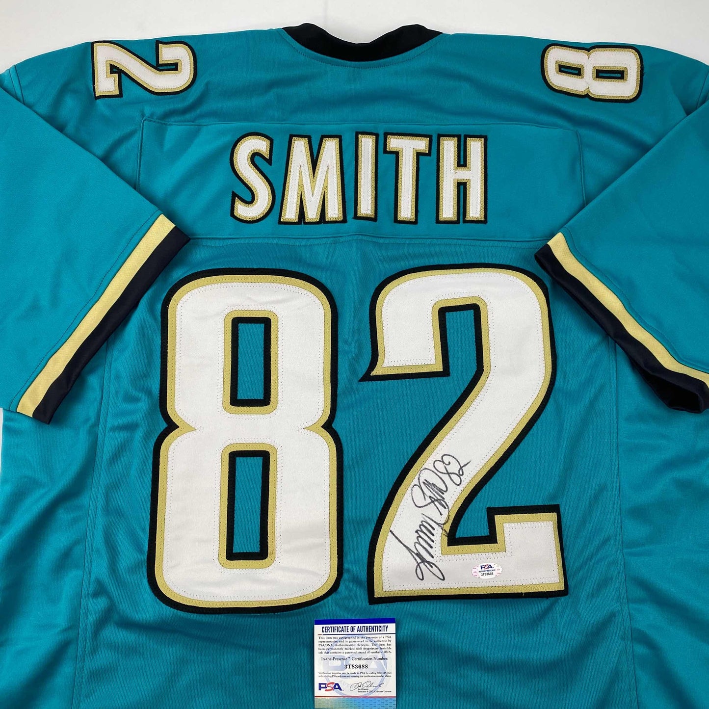 Autographed/Signed Jimmy Smith Jacksonville Teal Football Jersey PSA/DNA COA