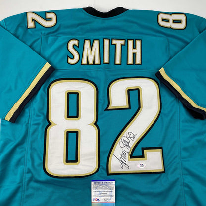 Autographed/Signed Jimmy Smith Jacksonville Teal Football Jersey PSA/DNA COA