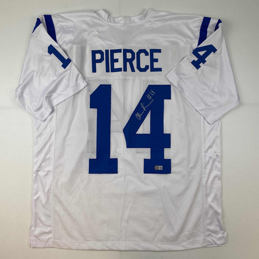 Autographed/Signed Alec Pierce Indianapolis White Football Jersey Beckett BAS COA