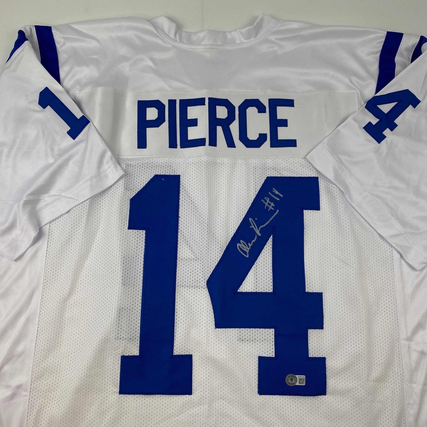 Autographed/Signed Alec Pierce Indianapolis White Football Jersey Beckett BAS COA