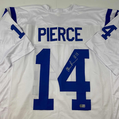 Autographed/Signed Alec Pierce Indianapolis White Football Jersey Beckett BAS COA