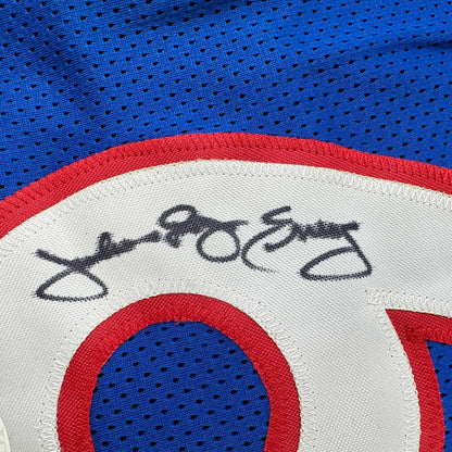 Autographed/Signed Julius Erving Dr. J Philadelphia Blue Basketball Jersey JSA COA