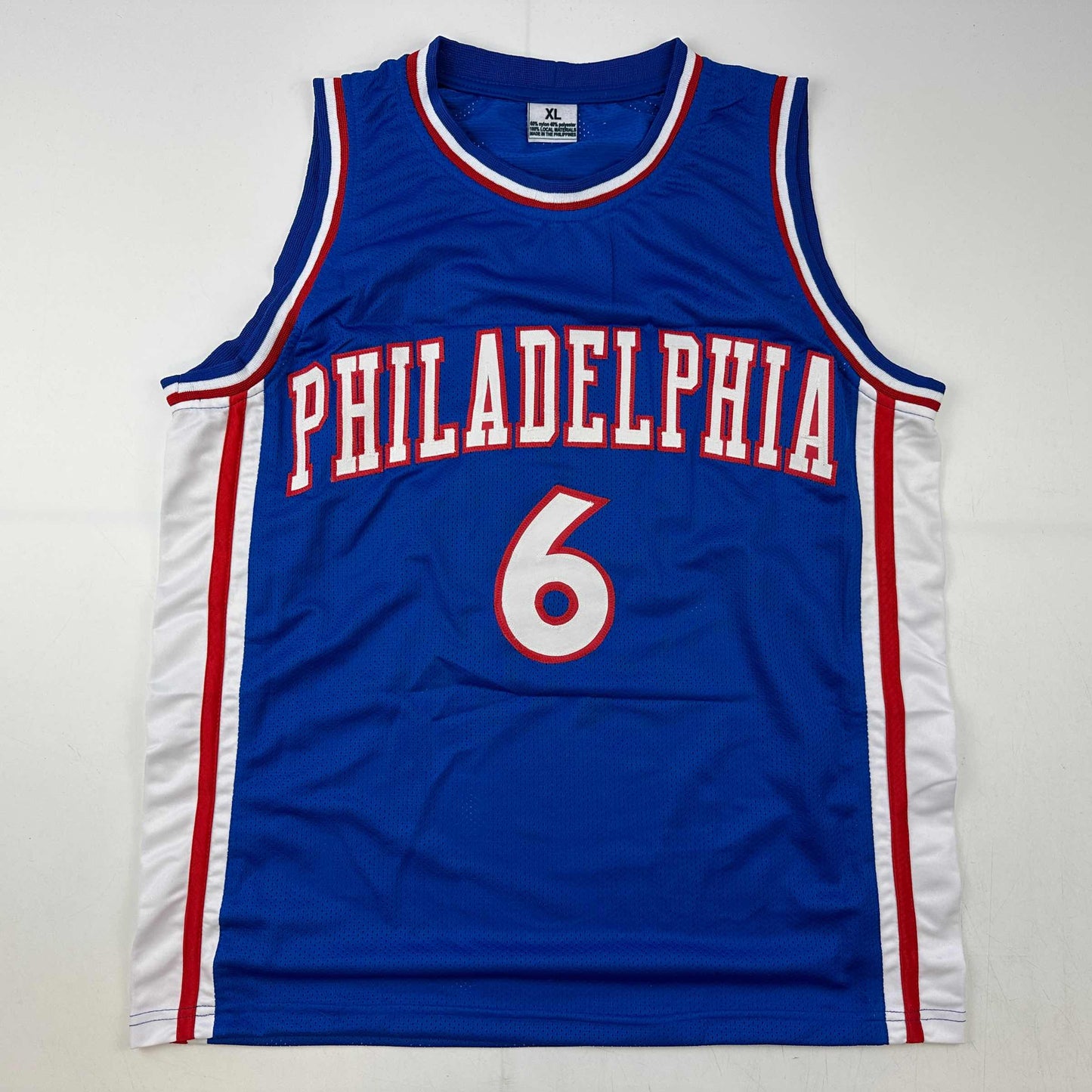 Autographed/Signed Julius Erving Dr. J Philadelphia Blue Basketball Jersey JSA COA