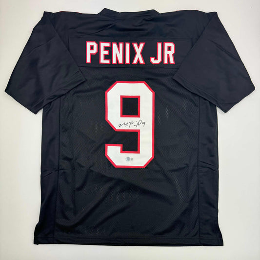 Autographed/Signed Michael Penix Jr. Atlanta Black Football Jersey Beckett BAS COA