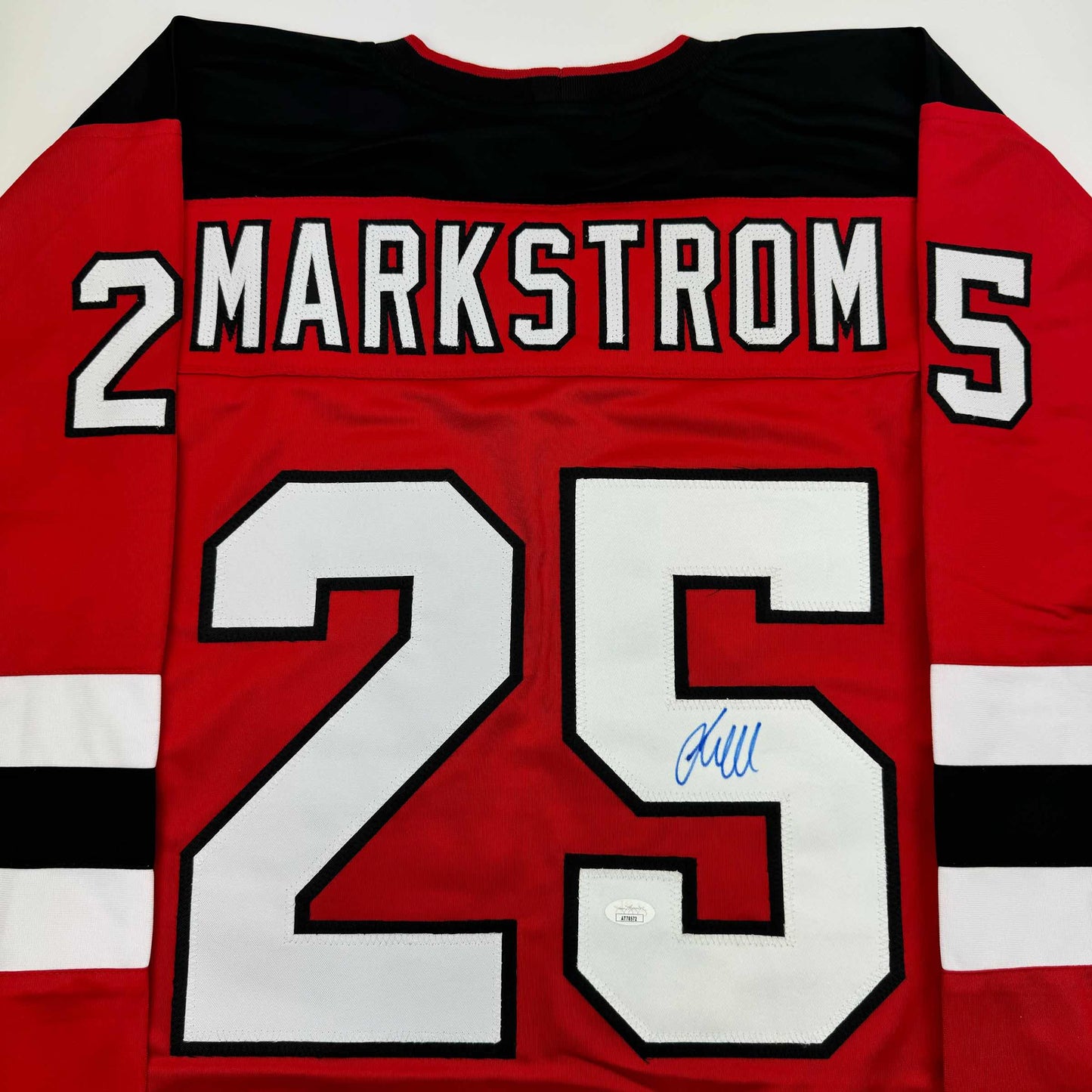 Autographed/Signed Jacob Markstrom New Jersey Red Hockey Jersey JSA COA