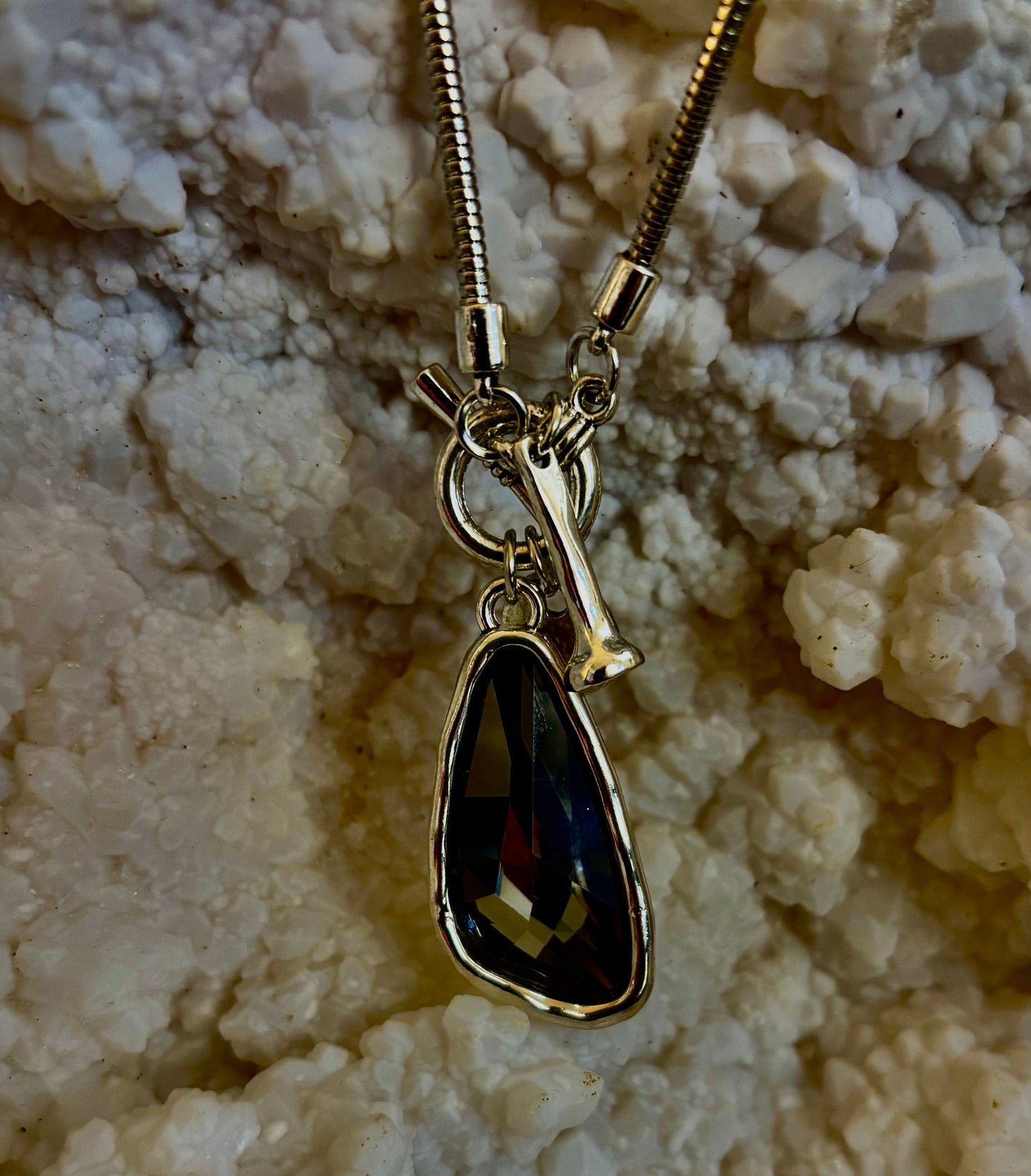 Crystal Teardrop Pendant Necklace – Ocean Blue, Emerald Green & Charcoal | Adjustable 29 inch Statement Necklace