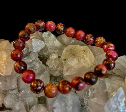 Natural Rhodonite Stone Bead Bracelet – Emotional Healing & Love Energy