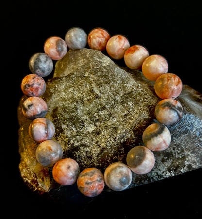 Natural Rhodonite Stone Bead Bracelet – Emotional Healing & Love Energy