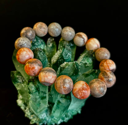 Natural Rhodonite Stone Bead Bracelet – Emotional Healing & Love Energy