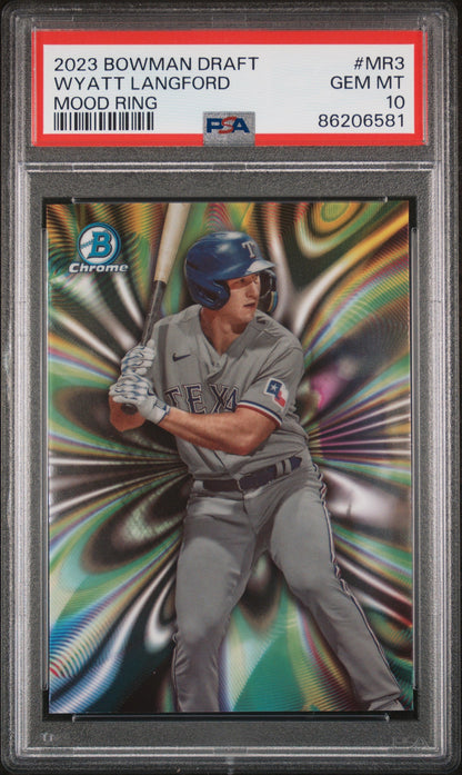 Graded 2023 Topps Bowman Draft Wyatt Langford #MR3 Mood Ring Rookie RC Baseball Card PSA 10 Gem Mint