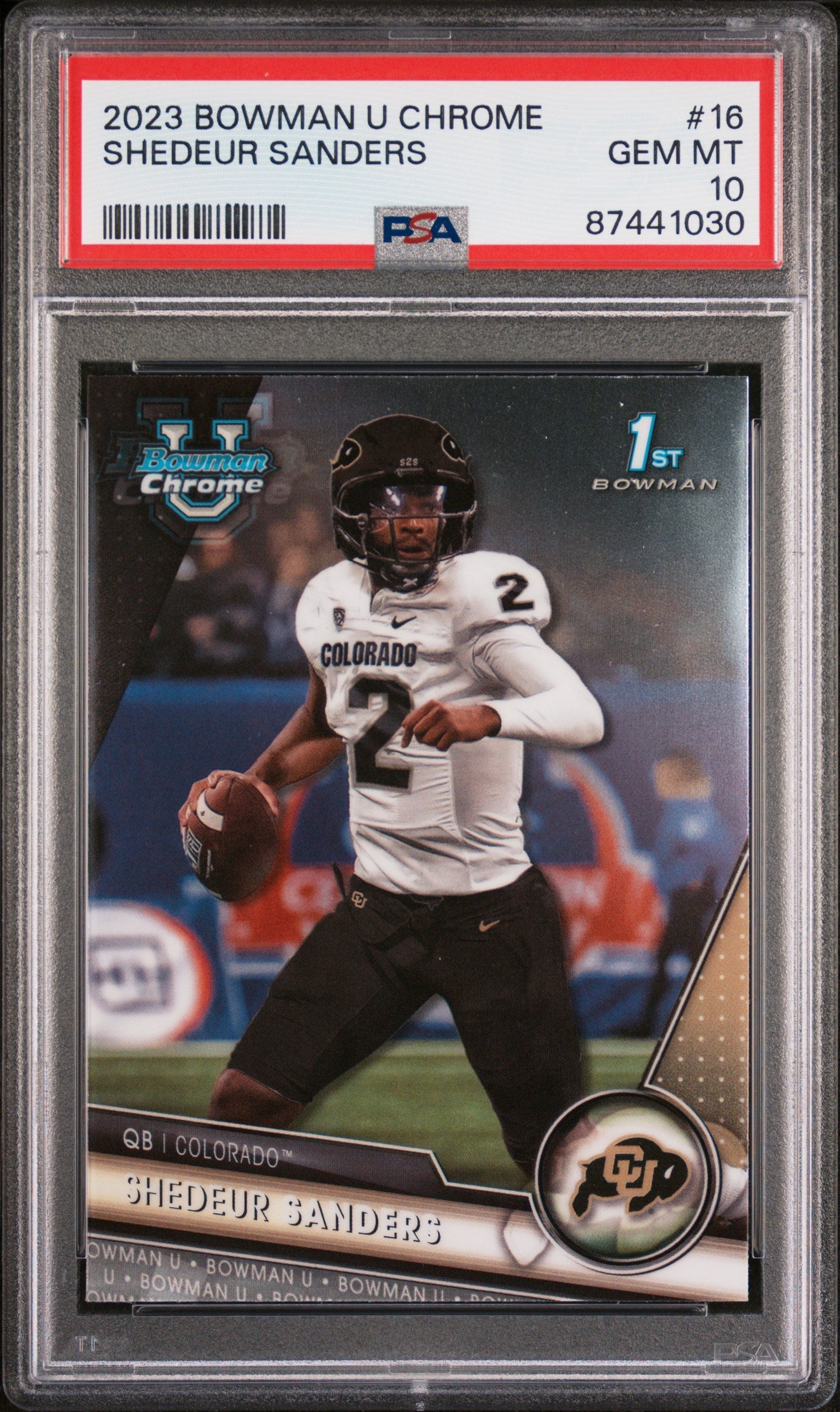 Graded 2023 Topps Bowman U Chrome Shedeur Sanders #16 Rookie RC Football Card PSA 10 Gem Mint