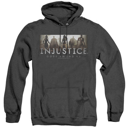 Injustice Gods Among Us Logo Mens Heather Hoodie Black Officially Licensed