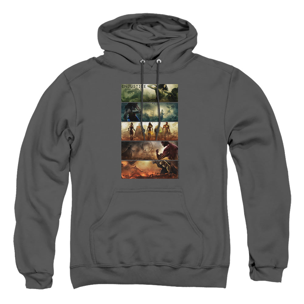 Injustice Gods Among Us Panels Mens Hoodie Charcoal