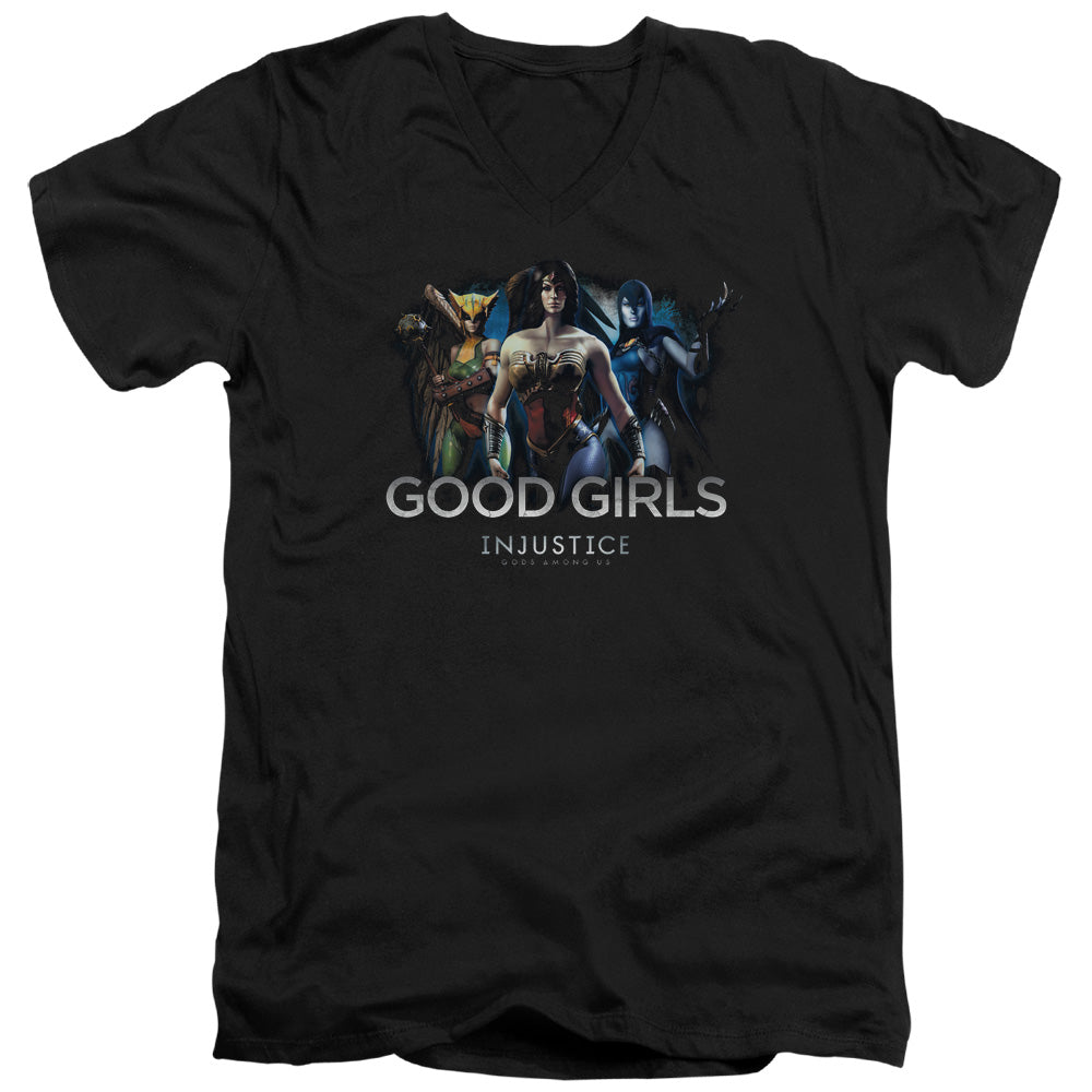 Injustice Gods Among Us Good Girls Mens Slim Fit V-Neck T Shirt Black