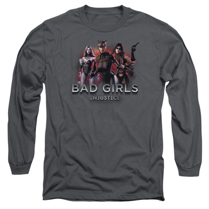Injustice Gods Among Us Bad Girls Mens Long Sleeve Shirt Charcoal Officially Licensed