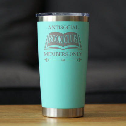 Antisocial Book Club Insulated Coffee Tumbler with Sliding Lid Gifts for Exclusive Book Clubs 20oz Stainless Steel Tumbler