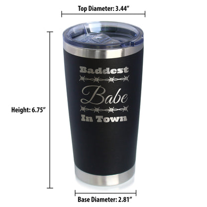 Baddest Babe in Town Insulated Coffee Tumbler with Sliding Lid Gifts for Women with Attitude 20oz Stainless Steel Tumbler