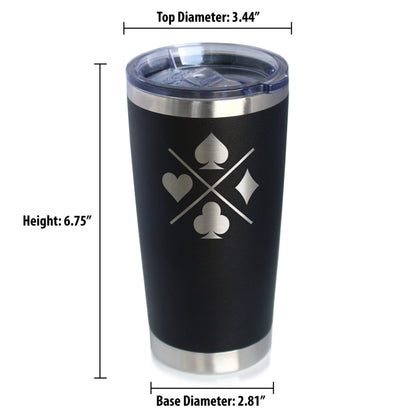 Card Suits Insulated Coffee Tumbler with Sliding Lid High Quality Gifts for Card Players 20oz Stainless Steel Tumbler