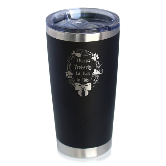 Probably Cat Hair In This - Insulated Coffee Tumbler Cup with Sliding Lid - Stainless Steel Insulated Mug - Funny Cat Gifts for Women & Men