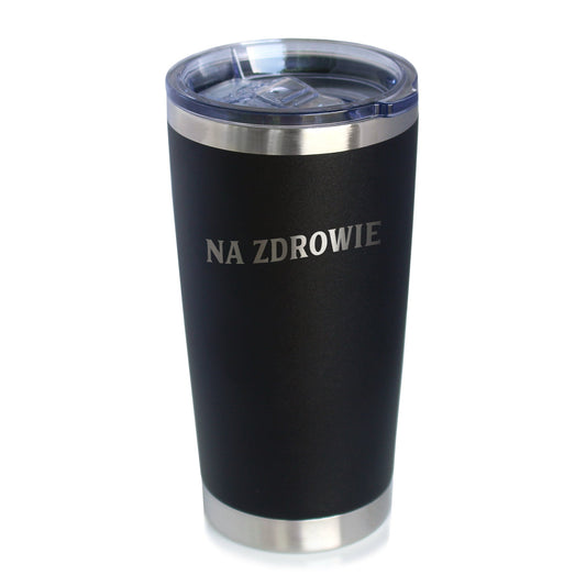 Na Zdrowie - Polish Cheers - Insulated Coffee Tumbler Cup with Sliding Lid - Stainless Steel Insulated Mug - Cute Poland Themed Gifts or Party Decor for Women and Men