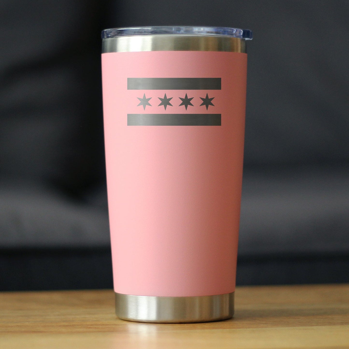 Chicago Flag - Insulated Coffee Tumbler Cup with Sliding Lid - Stainless Steel Travel Mug - Windy City Gifts for Women and Men