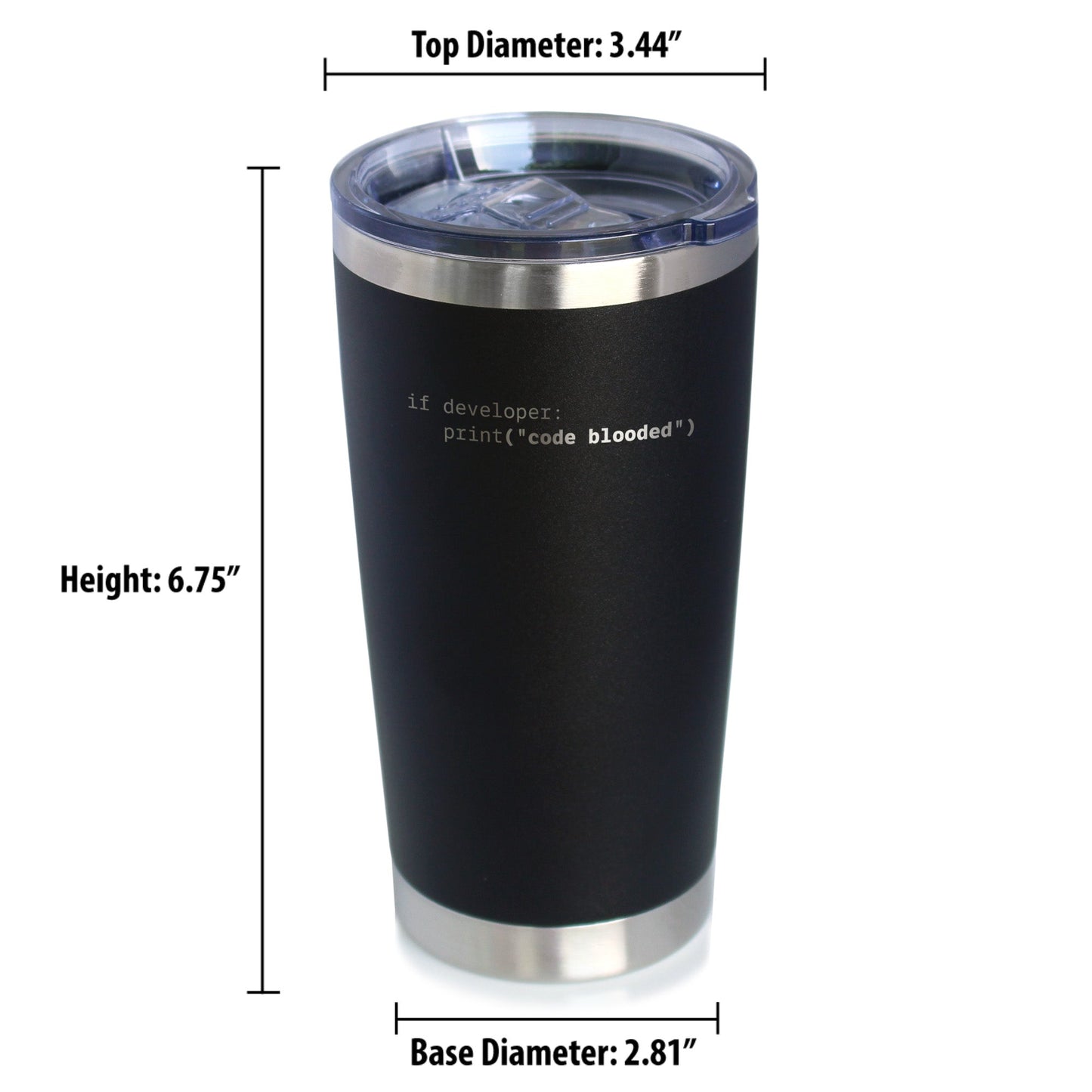 Code Blooded Insulated Coffee Tumbler with Sliding Lid Funny Tech Gifts for Programmer, Coder & Computer Geeks 20oz Stainless Steel Tumbler
