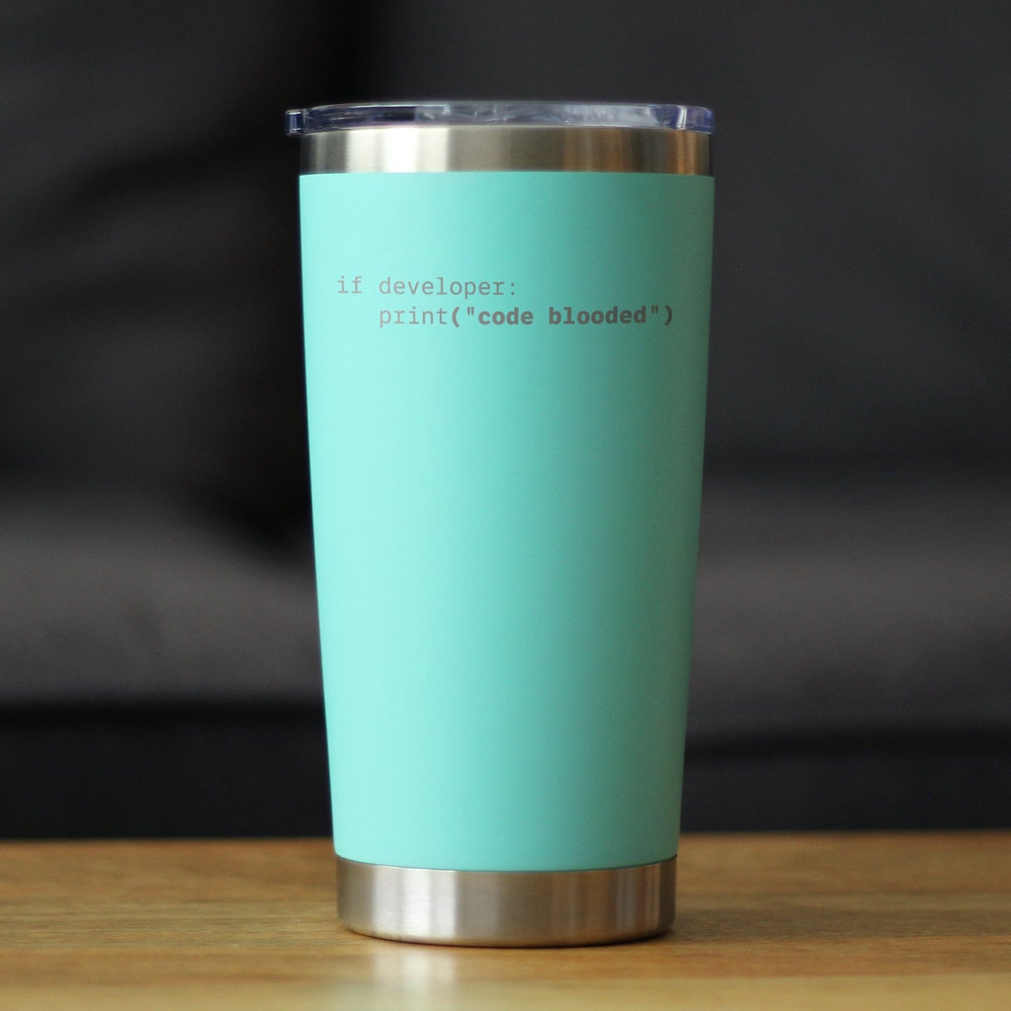 Code Blooded Insulated Coffee Tumbler with Sliding Lid Funny Tech Gifts for Programmer, Coder & Computer Geeks 20oz Stainless Steel Tumbler