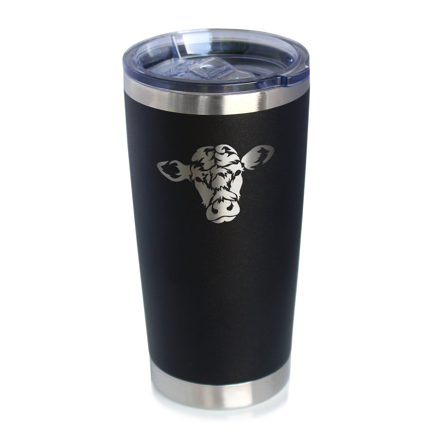 Cow Face - Insulated Coffee Tumbler Cup with Sliding Lid - Stainless Steel Travel Mug - Cow Gift for Women and Men