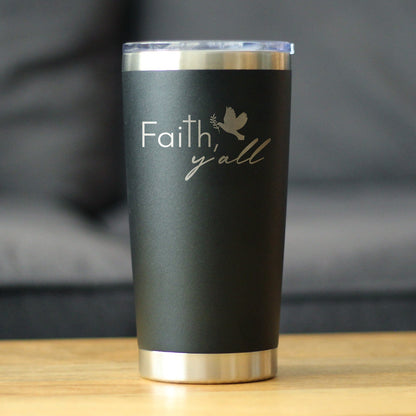 Faith Y'all Insulated Coffee Tumbler with Sliding Lid Christianity Gifts for Christians 20oz Stainless Steel Tumbler