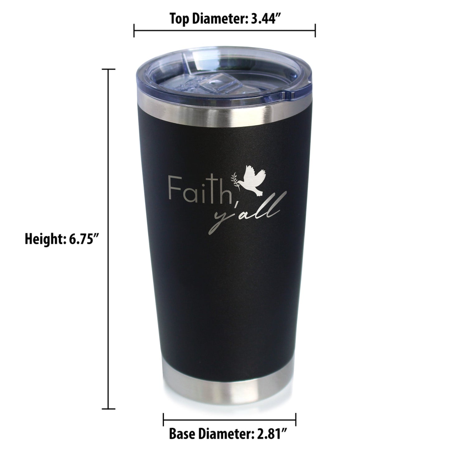 Faith Y'all Insulated Coffee Tumbler with Sliding Lid Christianity Gifts for Christians 20oz Stainless Steel Tumbler