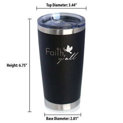 Faith Y'all Insulated Coffee Tumbler with Sliding Lid Christianity Gifts for Christians 20oz Stainless Steel Tumbler