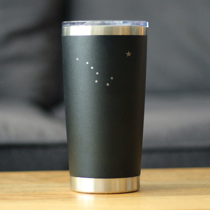Flag of Alaska - Insulated Coffee Tumbler Cup with Sliding Lid - Stainless Steel Insulated Mug - Alaskan Themed Gift for Men and Women Alaskans