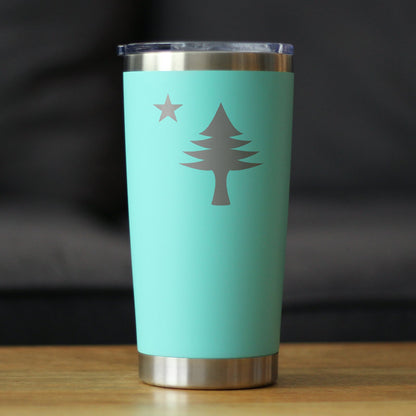 Flag of Maine - Insulated Coffee Tumbler Cup with Sliding Lid - Stainless Steel Travel Mug - Maine Gift for Women and Men Mainers