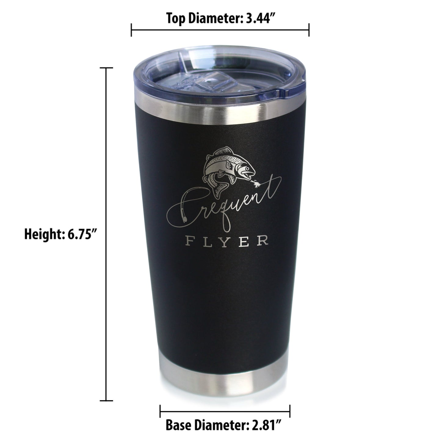 Frequent Flyer Insulated Coffee Tumbler with Sliding Lid Fly Fishing Accessories and Gifts 20oz Stainless Steel Tumbler