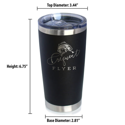 Frequent Flyer Insulated Coffee Tumbler with Sliding Lid Fly Fishing Accessories and Gifts 20oz Stainless Steel Tumbler