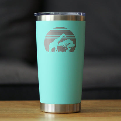 Giraffe Sunset - Insulated Coffee Tumbler Cup with Sliding Lid - Stainless Steel Travel Mug - Unique Safari Gifts for Women and Men