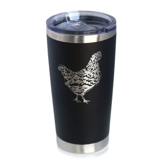 Hen - Insulated Coffee Tumbler Cup with Sliding Lid - Stainless Steel Travel Mug - Chicken Gifts for Women and Men