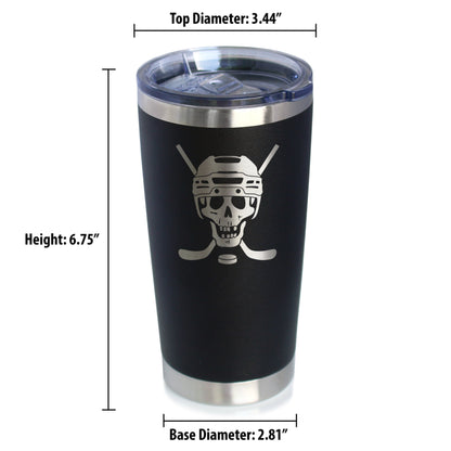 Hockey Skull Insulated Coffee Tumbler with Sliding Lid Hockey Gifts for Coach or Players 20oz Stainless Steel Tumbler