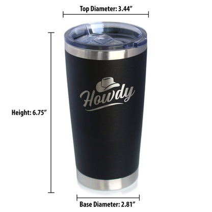 Howdy Insulated Coffee Tumbler with Sliding Lid Country Western Decor for Home 20oz Stainless Steel Tumbler