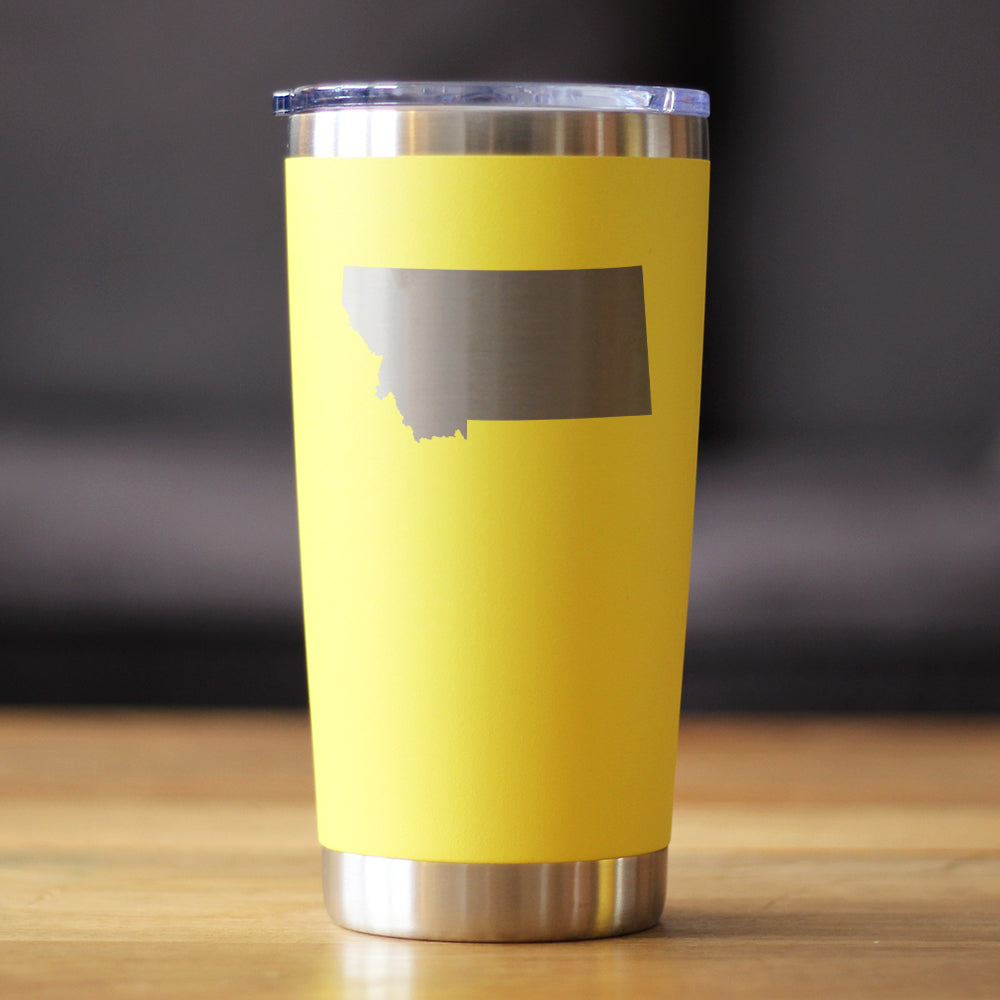 Montana State Outline - Insulated Coffee Tumbler Cup with Sliding Lid - Stainless Steel Travel Mug - Montana Gifts for Women and Men Montanans