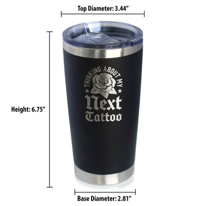 Next Tattoo Insulated Coffee Tumbler with Sliding Lid Gifts for Tattoo Artist 20oz Stainless Steel Tumbler