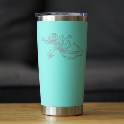 Octopus - Insulated Coffee Tumbler Cup with Sliding Lid - Stainless Steel Travel Mug - Ocean Gifts and Decor for Women and Men