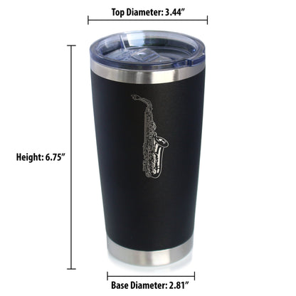 Saxophone Insulated Coffee Tumbler with Sliding Lid Gifts for Musicians 20oz Stainless Steel Tumbler