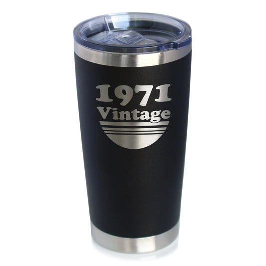 Vintage 1971 - Insulated Coffee Tumbler Cup with Sliding Lid - 20 oz - Funny 54th Birthday Gift for Women or Men Turning 54
