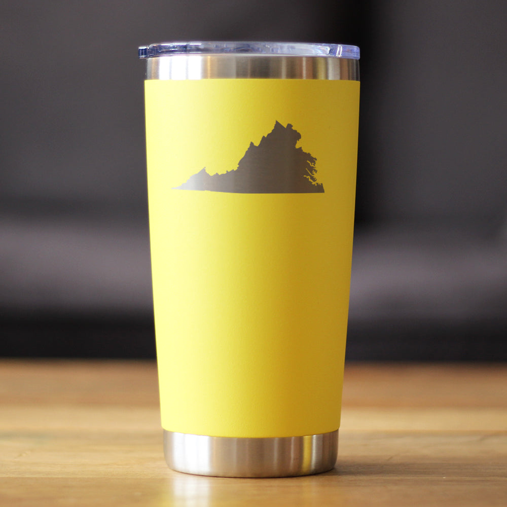 Virginia State Outline - Insulated Coffee Tumbler Cup with Sliding Lid - Stainless Steel Travel Mug - Virginia Gifts for Women and Men Virginians