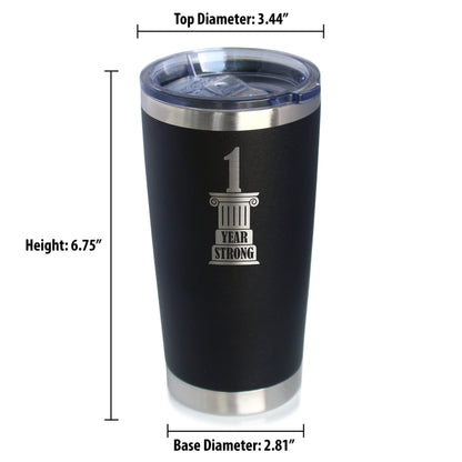 1st Anniversary Party Decor Insulated Coffee Tumbler with Sliding Lid 1 Year Strong 20oz Stainless Steel Tumbler