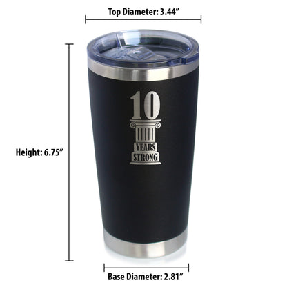 10th Anniversary Party Decor Insulated Coffee Tumbler with Sliding Lid 10 Years Strong 20oz Stainless Steel Tumbler