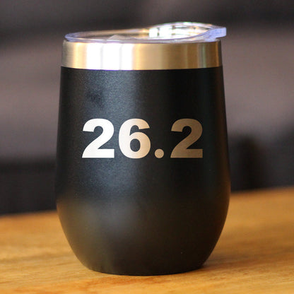 26.2 Marathon - Wine Tumbler Cup with Sliding Lid - Stainless Steel Insulated Mug - Gifts for Marathon Runners Men & Women