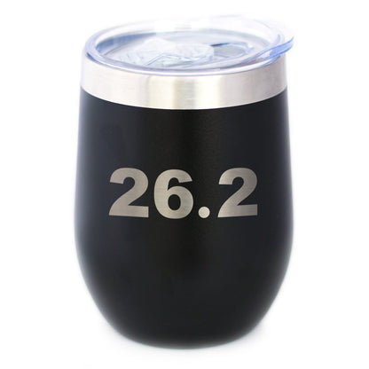 26.2 Marathon - Wine Tumbler Cup with Sliding Lid - Stainless Steel Insulated Mug - Gifts for Marathon Runners Men & Women