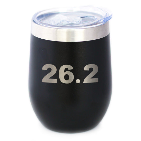 26.2 Marathon - Wine Tumbler Cup with Sliding Lid - Stainless Steel Insulated Mug - Gifts for Marathon Runners Men & Women